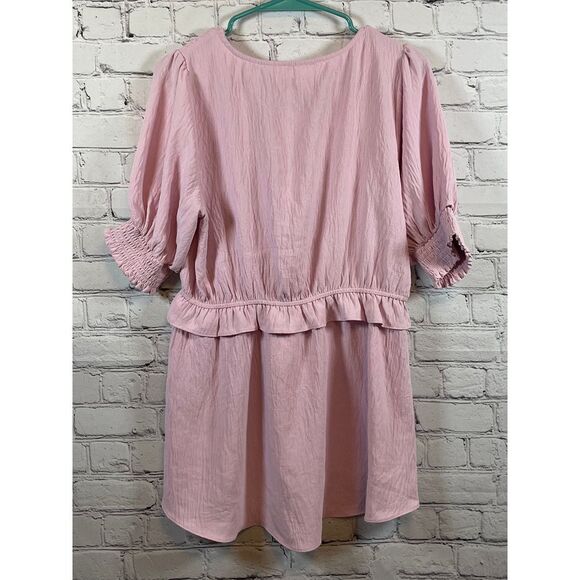 ODDI Pink Ruffle Trim Puff Sleeve Romantic Babydoll Blouse Medium - Picture 2 of 4